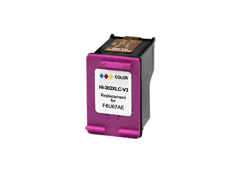HP 302XL Color Cartucho de Tinta Remanufacturado - Muestra Nivel de Tinta - Reemplaza F6U67AE/F6U65AE