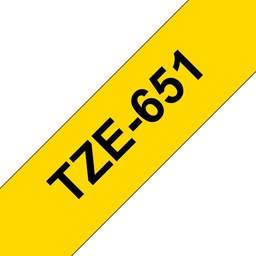[BR-TZE651] Brother TZe651 Cinta Laminada Generica de Etiquetas - Texto negro sobre fondo amarillo - Ancho 24mm x 8 metros
