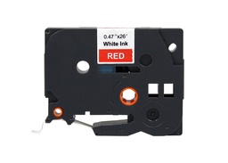 [BR-TZE435] Brother TZe435 Cinta Laminada Generica de Etiquetas - Texto blanco sobre fondo rojo - Ancho 12mm x 8 metros