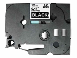 [BR-TZE335] Brother TZe335 Cinta Laminada Generica de Etiquetas - Texto blanco sobre fondo negro - Ancho 12mm x 8 metros