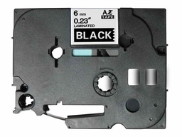[BR-TZE315] Brother TZe315 Cinta Laminada Generica de Etiquetas - Texto blanco sobre fondo negro - Ancho 6mm x 8 metros