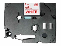 [BR-TZE222] Brother TZe222 Cinta Laminada Generica de Etiquetas - Texto rojo sobre fondo blanco - Ancho 9mm x 8 metros