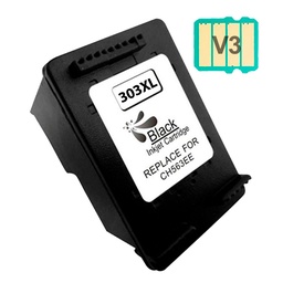 [HI-303XLBK] HP 303XL Negro Cartucho de Tinta Remanufacturado - Muestra Nivel de Tinta - Reemplaza T6N04AE/T6N02A